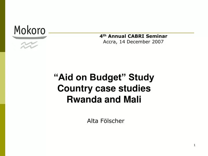 aid on budget study country case studies rwanda and mali n.
