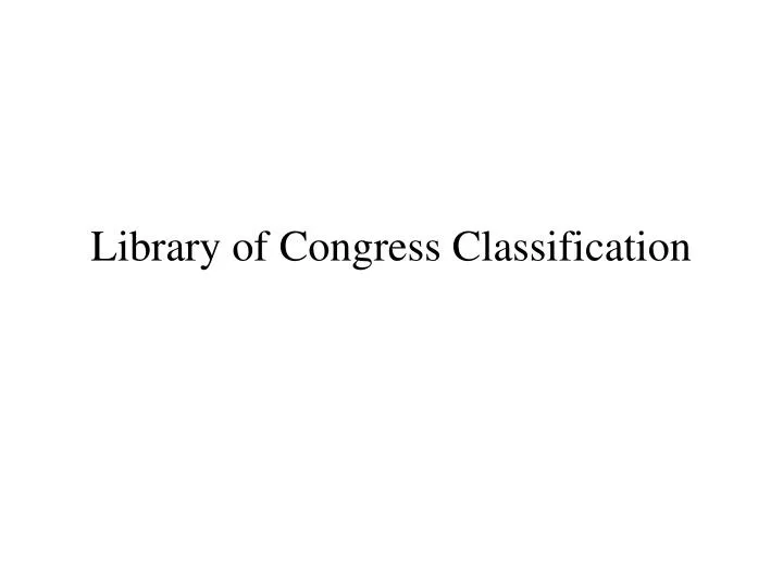 library of congress classification n.