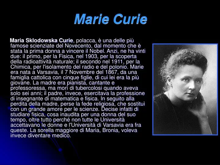 Marie Curie Riassunto Breve Per Bambini