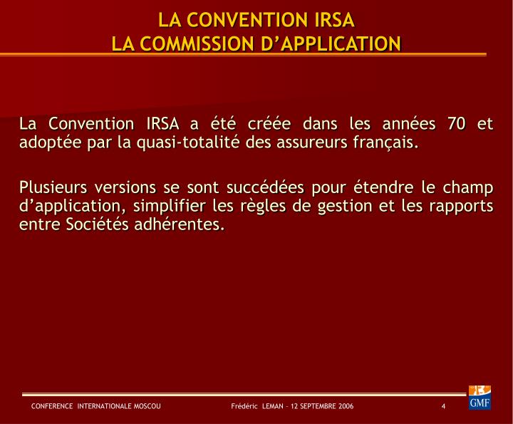 convention irsa