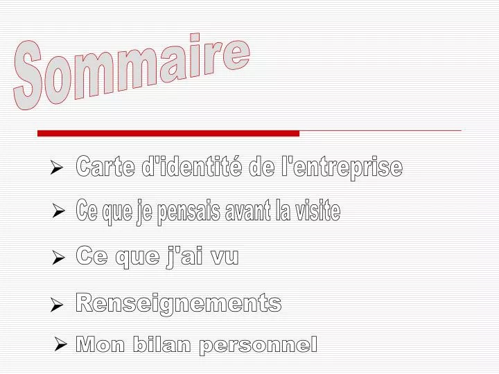 PPT  Sommaire PowerPoint Presentation, free download  ID1471254