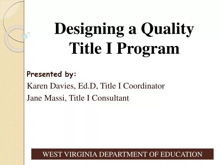 designing a quality title i program n.