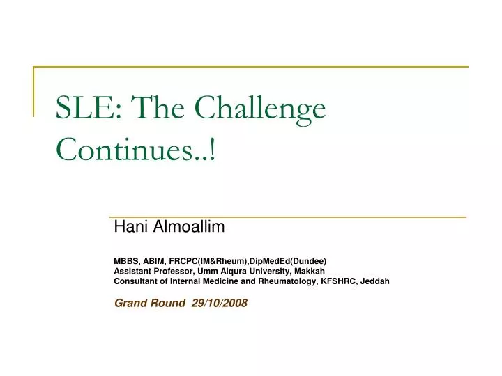 sle the challenge continues n.