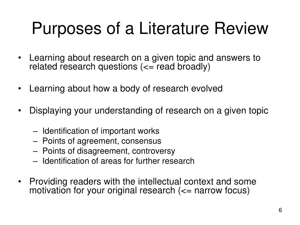 6 purposes of a literature review