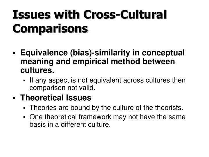 cross cultural comparison What is cross-cultural research the history of cross-cultural comparison dates back to the late 19th century when edward b tylor made the move into. cross cultural comparison What is cross-cultural research the history of cross-cultural comparison dates back to the late 19th century when edward b tylor made the move into.