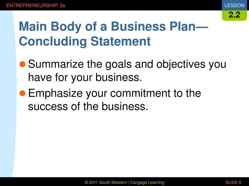 concluding statement business plan