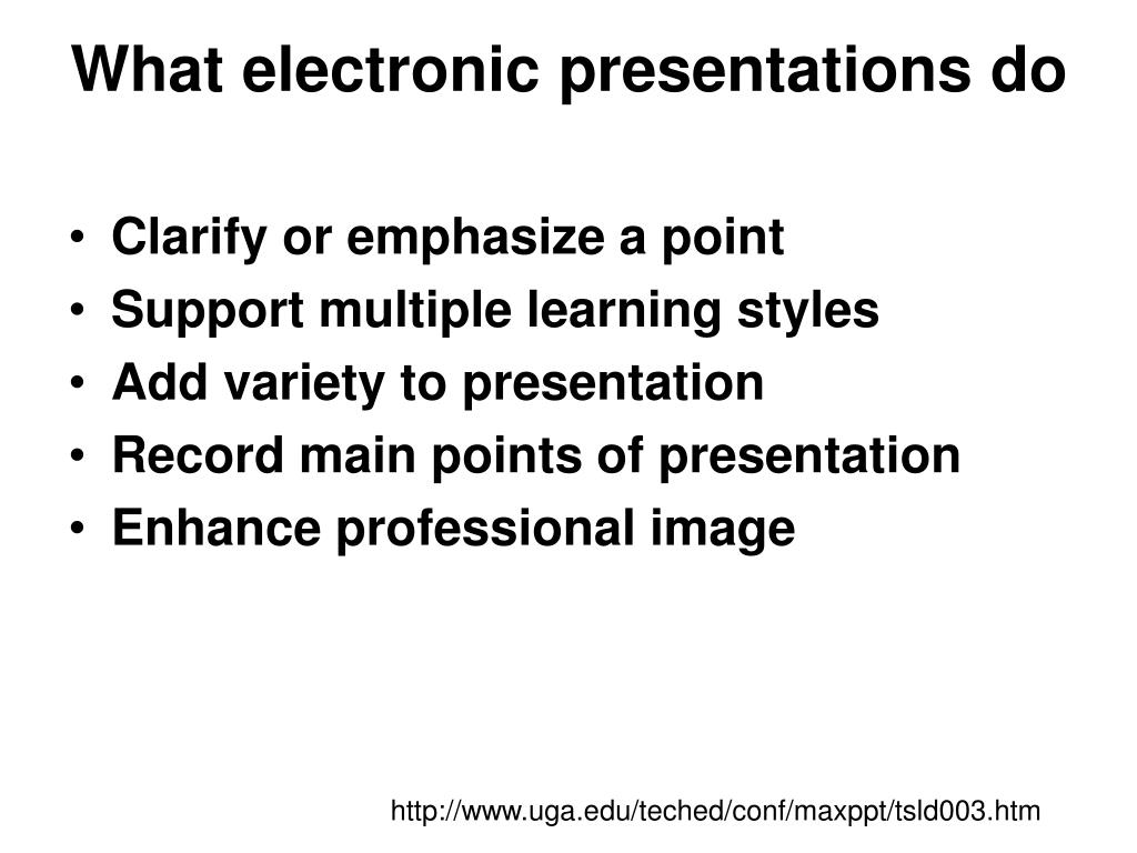 define the electronic presentation