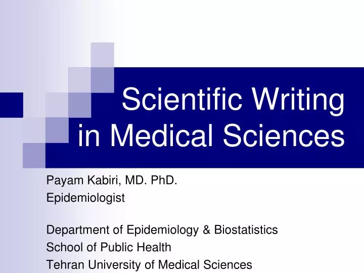 scientific writing in medical sciences n.