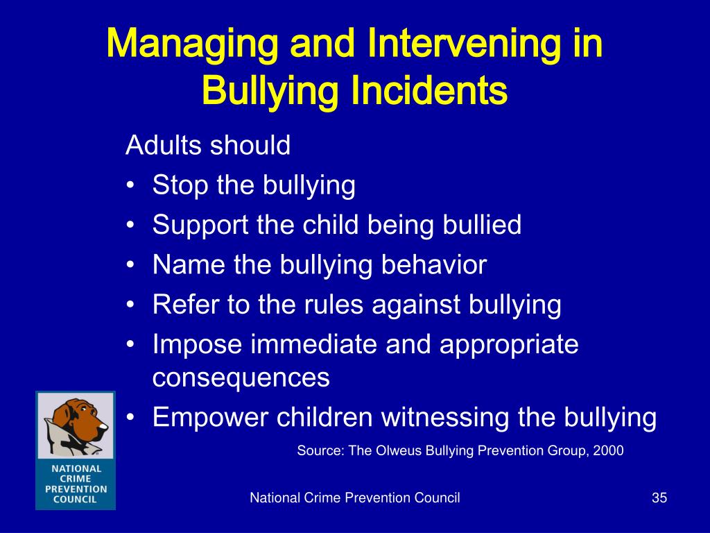 Bullying: What's New and What To Do National Crime Prevention