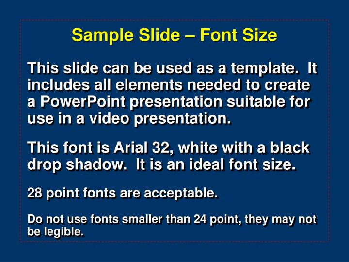 slide presentation font size