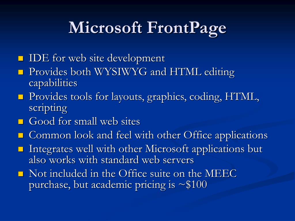 what is microsoft frontpage html tools