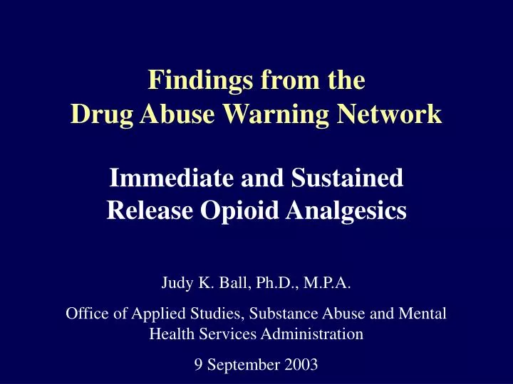 findings from the drug abuse warning network n.