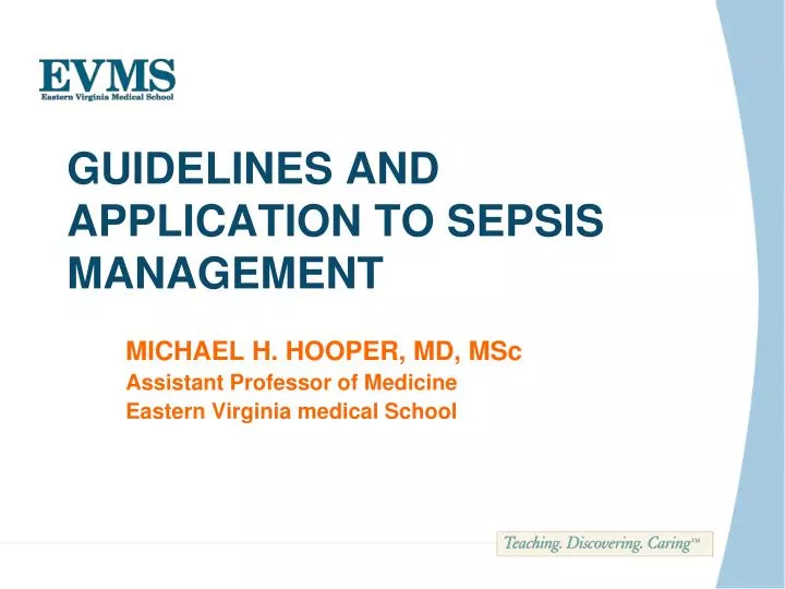 guidelines and application to sepsis management n.
