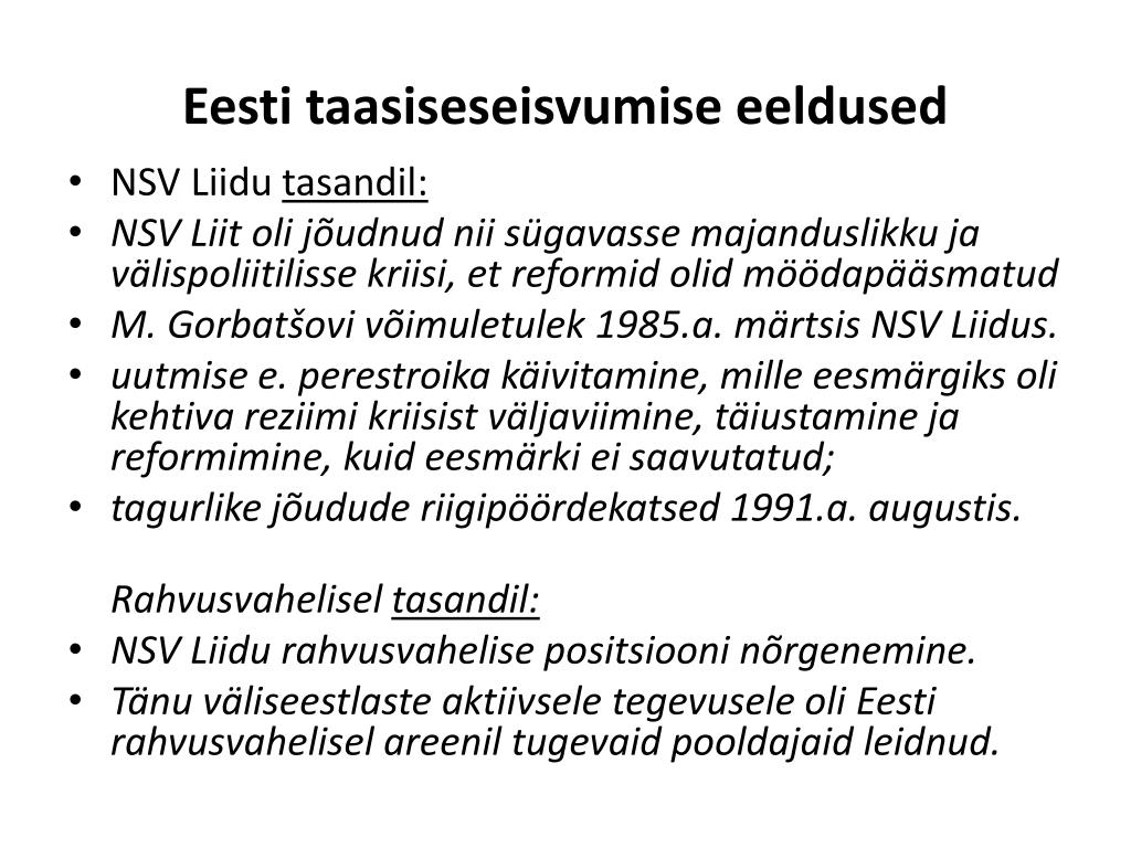 PPT - Eesti taasiseseisvumine PowerPoint Presentation, free download -  ID:1478279