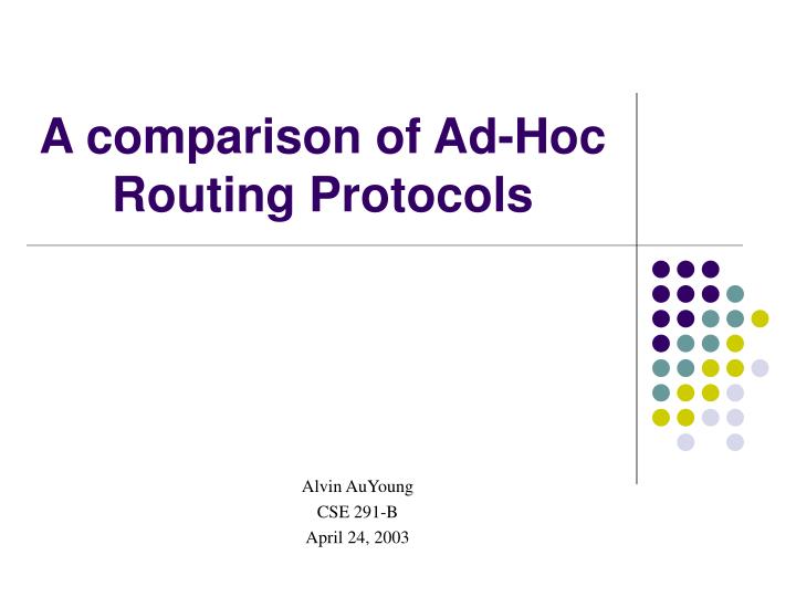 a comparison of ad hoc routing protocols n.