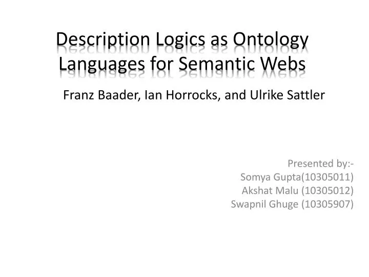 description logics as ontology languages for semantic webs n.