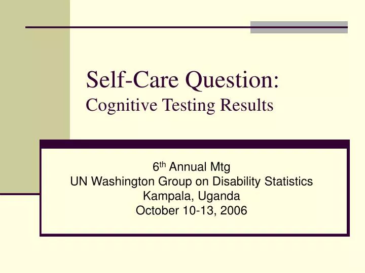 self care question cognitive testing results n.