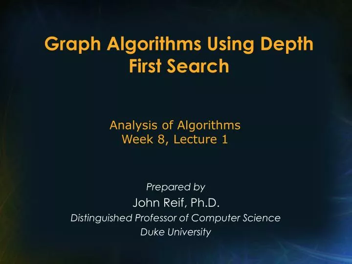 graph algorithms using depth first search n.