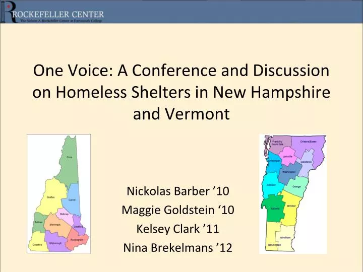 one voice a conference and discussion on homeless shelters in new hampshire and vermont n.