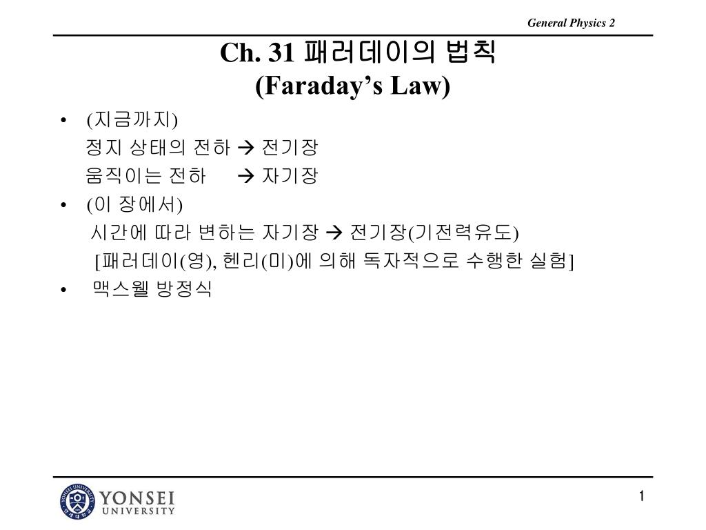 Ppt - Ch. 31 패러데이의 법칙 (Faraday'S Law) Powerpoint Presentation - Id:1481986