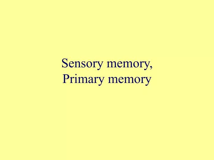 sensory memory primary memory n.