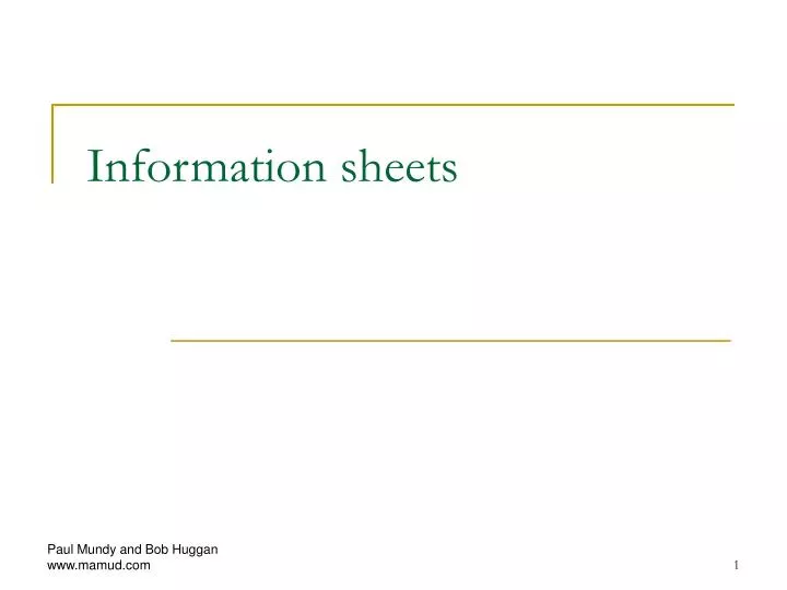 information sheets n.