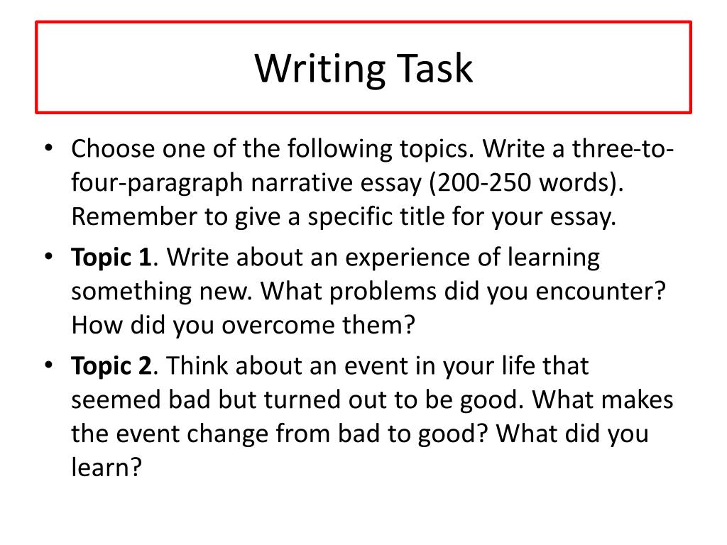 Writing task topics