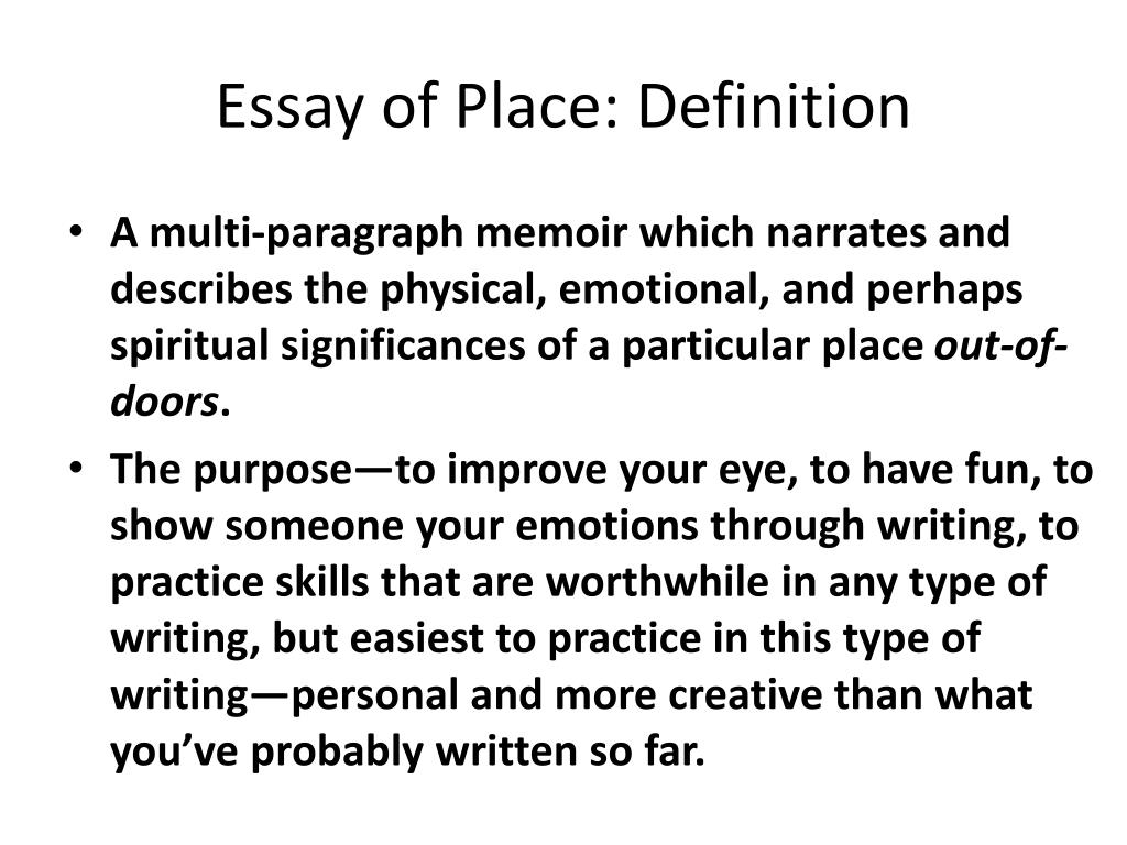profile essay of place