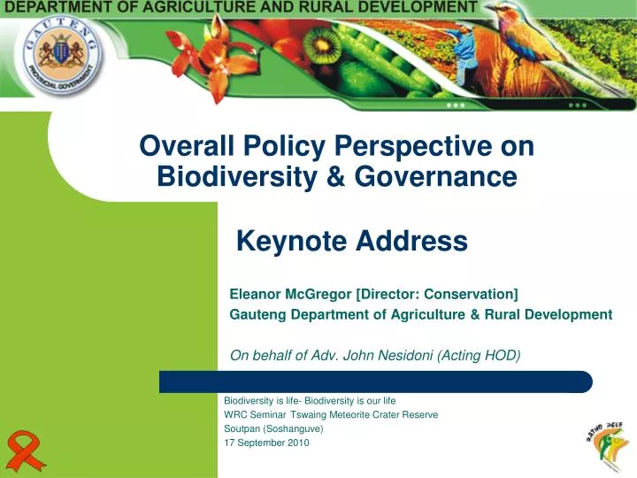 overall policy perspective on biodiversity governance n.