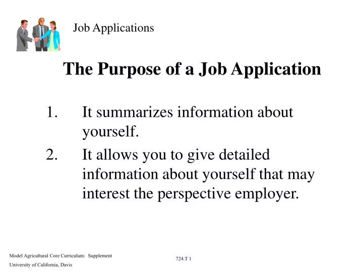 PPT The Purpose of a Job Application PowerPoint Presentation, free