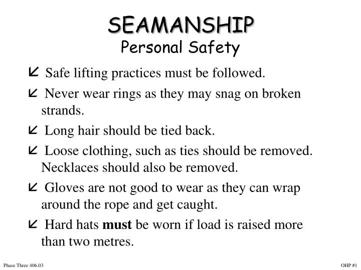 seamanship personal safety n.