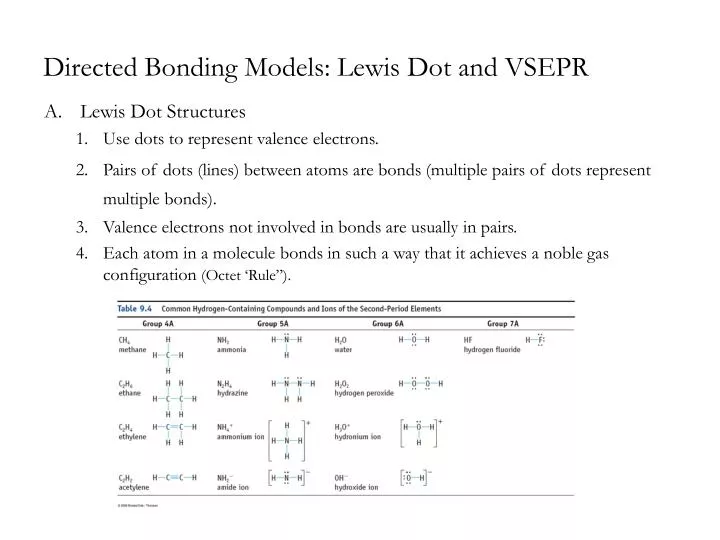 Ppt Directed Bonding Models Lewis Dot And Vsepr Powerpoint Presentation Id
