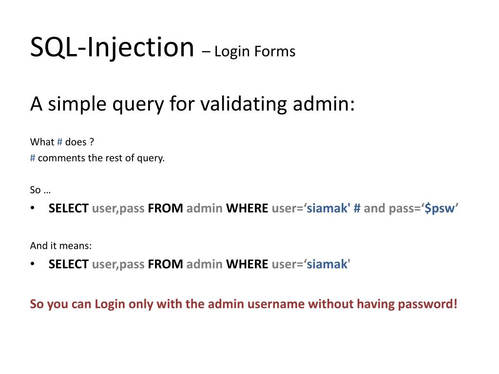 PPT - SQL-injection in action PowerPoint Presentation, free download ...