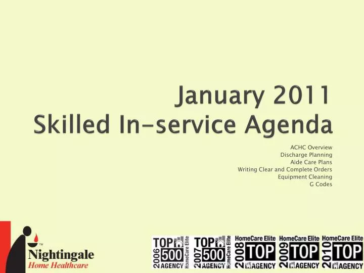 january 2011 skilled in service agenda n.