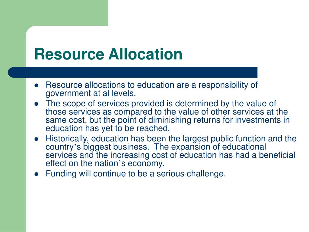 allocation of resources to education