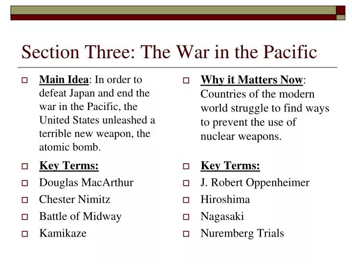 section three the war in the pacific n.
