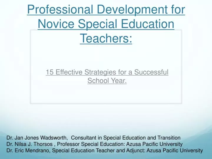 professional development for novice special education teachers n.