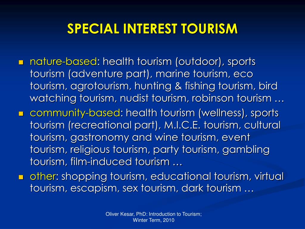 define special interest tourism