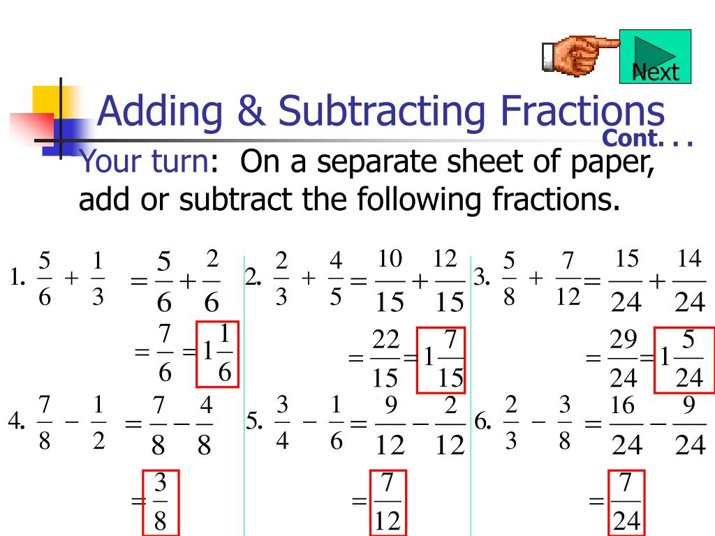powerpoint presentation on adding and subtracting fractions