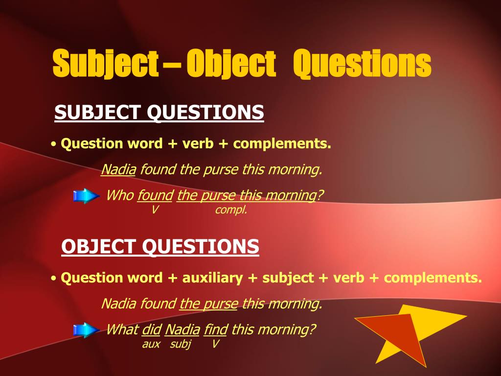 subject and object questions powerpoint presentation