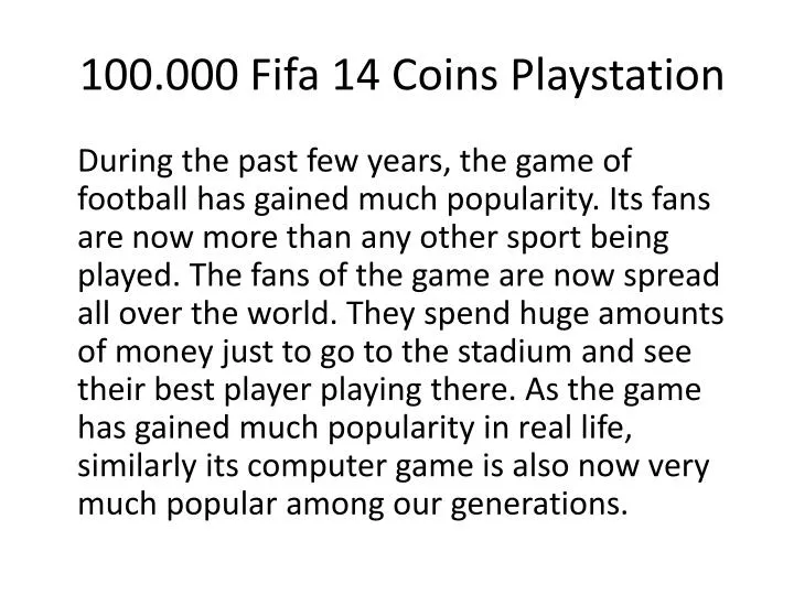 100 000 fifa 14 coins playstation n.