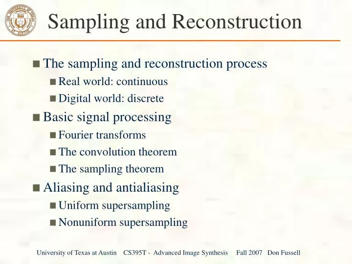 sampling and reconstruction n.