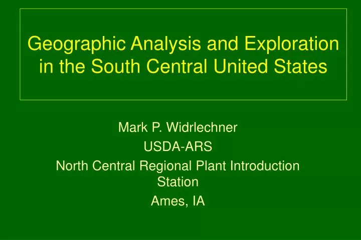 geographic analysis and exploration in the south central united states n.