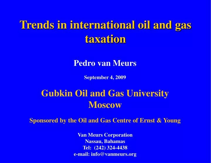 trends in international oil and gas taxation n.