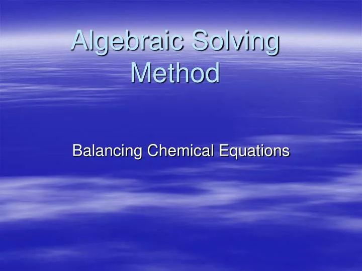 algebraic solving method n.