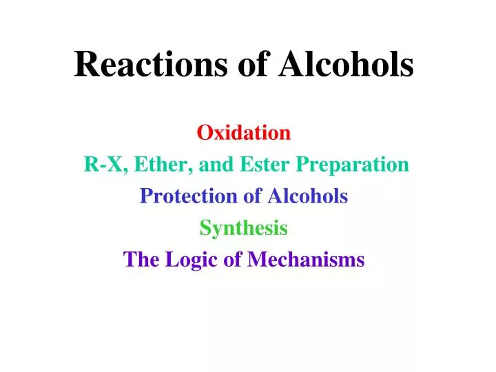 reactions of alcohols n.