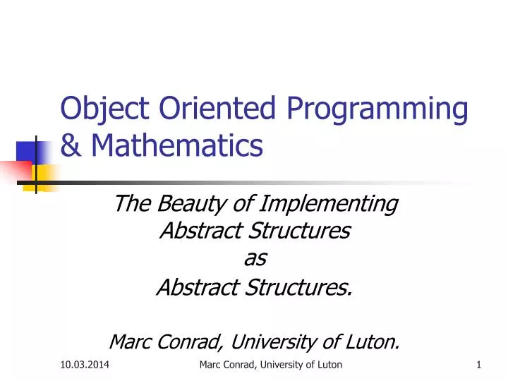 object oriented programming mathematics n.