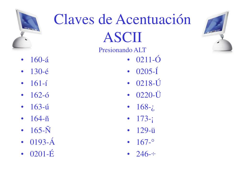 Ppt claves de acentuaci n ascii presionando alt powerpoint