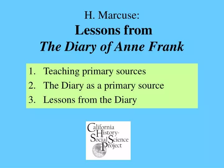 h marcuse lessons from the diary of anne frank n.