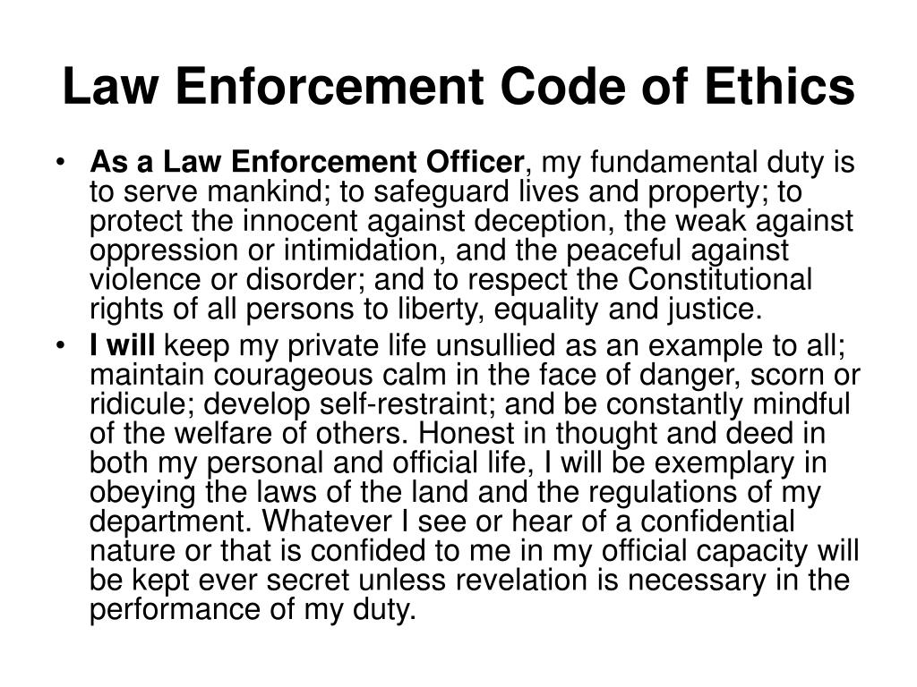 Law Enforcement Code Of Ethics L 